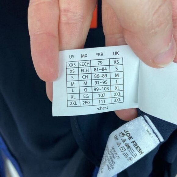 NWT Joe Fresh Knit Woven Mix Tee Long Sleeve Top Blue Size Small New With Tags S - Picture 6 of 8